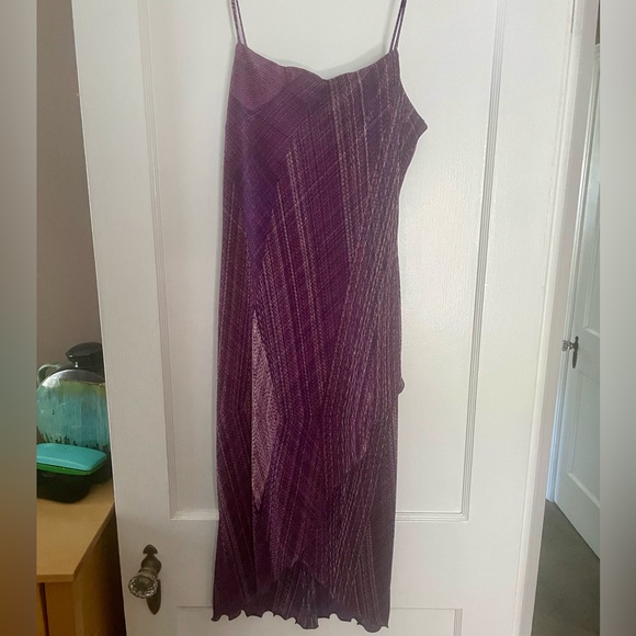 Women’s asymmetrical spaghetti strap plum colored dress - Picture 1 of 4